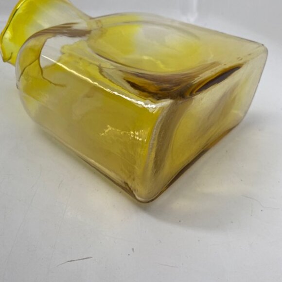 RARE! VINTAGE Blenko Handblown Glass 384 Lemon Yellow Water Bottle Pitcher - Picture 9 of 11